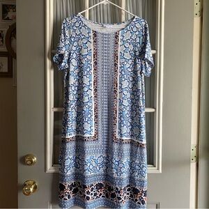 J. Jill blue and white floral pattern midi sundress